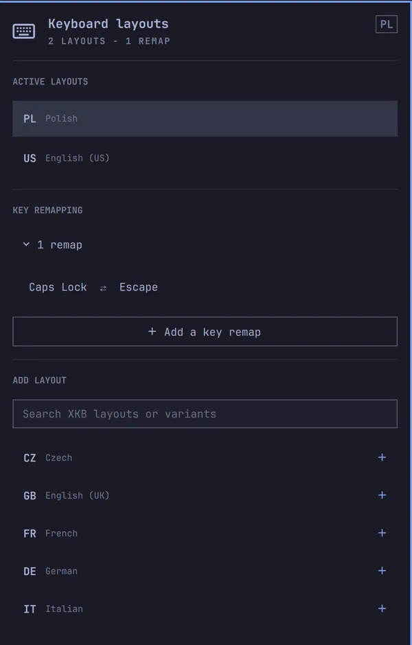 Omarchy: Keyboard layouts